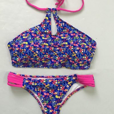 Buy this Brazilian Bikini Blue Floral Pink Straps at the BumBum Store