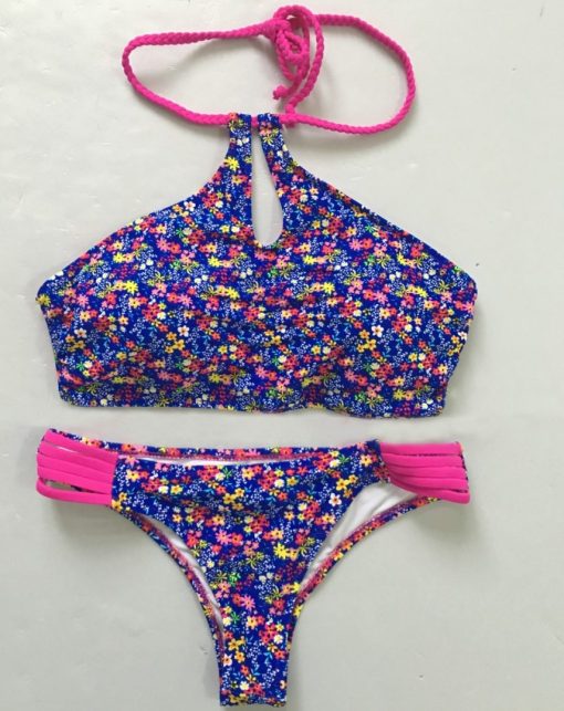 Buy this Brazilian Bikini Blue Floral Pink Straps at the BumBum Store