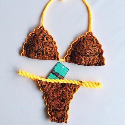 Buy this Brazilian Bikini Brown Yellow Crochet Straps at the BumBum Store