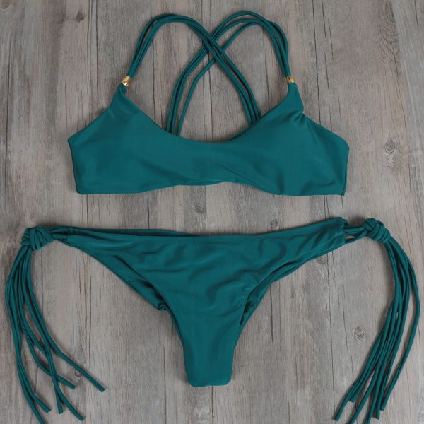 Brazilian Bikini Green Triple Cord Strap At the Bumbum Store